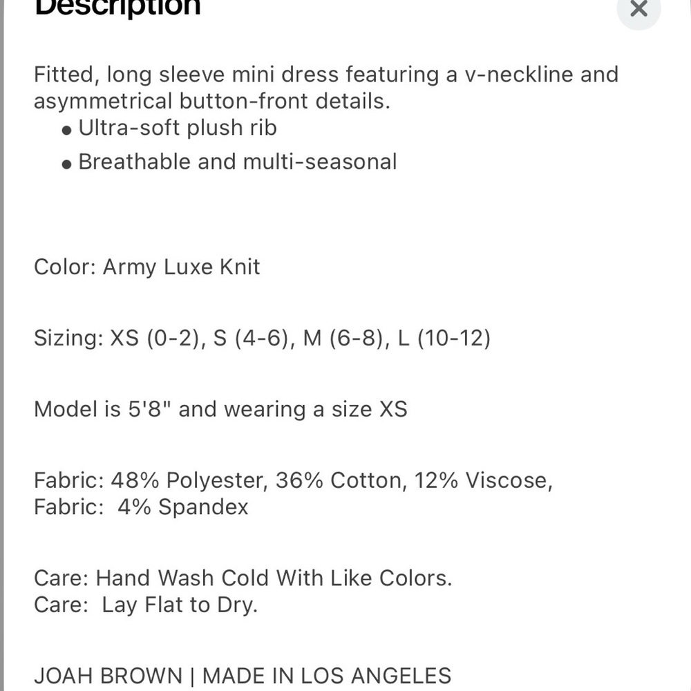 Joah Brown Mini Assymetrical Button Dress NWOT - Picture 4 of 6